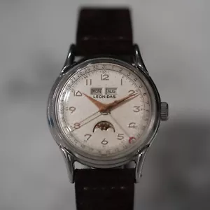 Vintage Leonidas (Pre Heuer) Triple Date Moon Phase Swiss Watch (FULLY SERVICED) - Picture 1 of 13