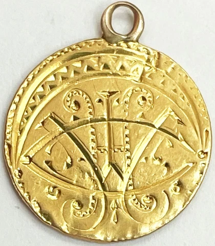 c. 1860s GOLD US LOVE TOKEN "WIH" PRINCESS HEAD $1 COIN PENDANT Cover
