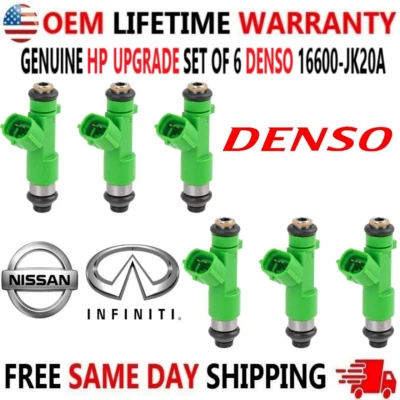 OEM DENSO x6 HP UPGRADE Fuel Injectors for 2007-2014 Nissan & Infiniti I4 V6 - Image 1 of 4