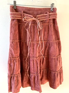 LVMW Made in France Brick color Velvet Skirt , Size small W/ Belt Side zip New - Picture 1 of 7