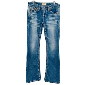 Big Star Size 27 Light Wash Liv Bootcut Embroidered Pocket Jeans Thick Stitch - Picture 1 of 10