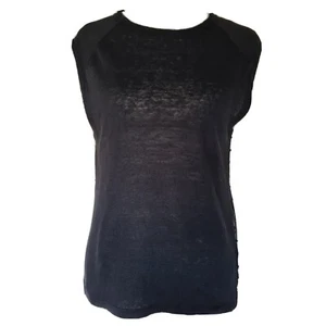 Zoe Karssen Womens Short Sleeve Sheer Back Top T-Shirt Size M Black Designer - Picture 1 of 4