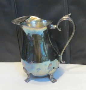 Vintage SilverPlate Footed Water Pitcher, LEONARD, Ice Lip, 8-1/2", Rich Patina - Picture 1 of 7