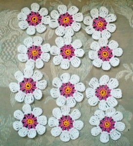 New Thread Crochet 2" White Flower Appliques 12 Pieces ...DIY Crafts - Picture 1 of 2