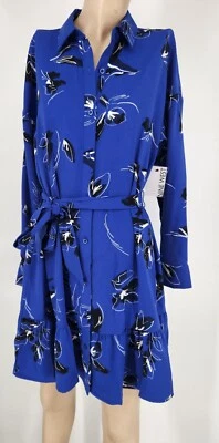 Nuevo con etiquetas Vestido Camisa Nine West XXL Para Mujer Con Botones 100% Poliéster Azul Foto 1 de 4