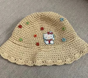 Hello Kitty Bucket Hat Sun Beach Kid Size Flowers 8years Up - Picture 1 of 8
