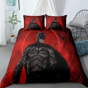 Single King Single Double Queen King Bed Quilt Doona Duvet Cover Set Batman Red - Picture 1 of 2