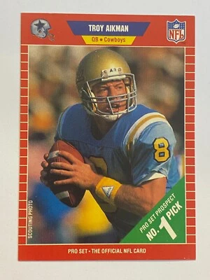 🏈 Tarjeta Base Fútbol Americano 1989 Pro Set Novato #490 Troy AIKMAN 🏈 Foto 1 de 2