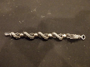 argento sterling, drago, bracciale, solido, pesante, gioiello fine, 925, spesso - Foto 1 di 11