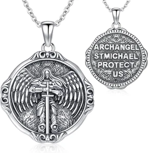 St. Michael Halskette Heilige Medaille Anhänger 925 Sterling Silber Geschenke für Herren Damen - Bild 1 von 6