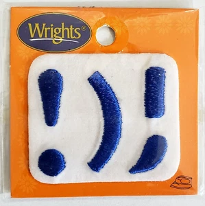 WRIGHTS Embroidered Iron On Applique - BLUE PUNCTUATION - Picture 1 of 1