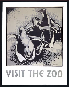 Besuchen Sie den Zoo (Pinguine) Vintage High Res 8x10 Fine Art Giclee - Bild 1 von 1