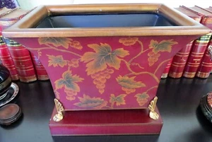 Toleware Metal Chinoiserie Cachepot Planter Jardiniere Wastebasket Trashcan - Picture 1 of 7