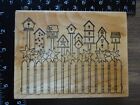 large FENCE AND ROW OF BIRDHOUSES Garden Rubber Stamp by SOUTHPAW PRODUCTIONS
