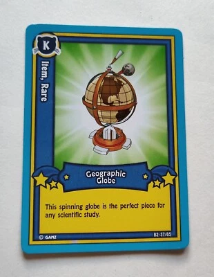 Webkinz Tarjeta Coleccionable Serie 2 Artículo de Juego, Raro Globo Geográfico B2-57/85 Foto 1 de 2