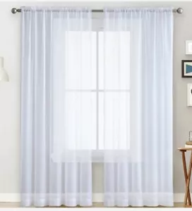 Luxury Rod Pocket Sheer Voile Bedroom Basic 2 Panels Curtains Long Decor 55Wx72L - Picture 1 of 1