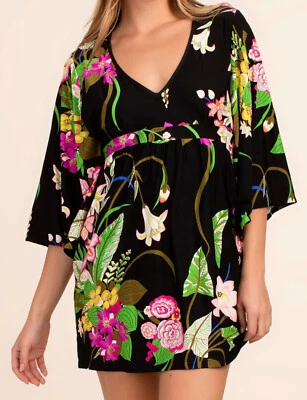 NUEVO CON ETIQUETAS $152 TRINA TURK Moonlit Lotus túnica cubierta Multi XS Foto 1 de 4