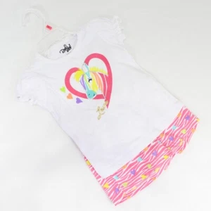 Real Love 2-teiliges Kleinkind Mädchen Outfit Set 2T Zebra Shirt Shorts neu ohne Etikett weiß rosa - Bild 1 von 7