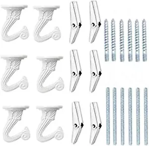 6 Sets White Ceiling Hooks for Hanging Plant, Heavy Duty Swag Toggle Hooks with - Picture 1 of 1