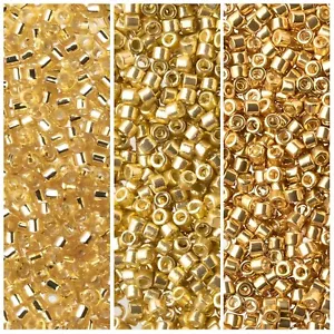 Miyuki Delica Seed Beads Size 11/0, Gold Metallic Collection DB42, DB410, DB1832 - Picture 1 of 4