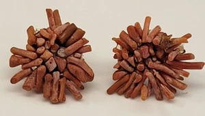 Vintage Handmade Broken Coral Branch Earrings Screw Back Earrings for REPAIR - Picture 1 of 10
