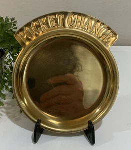 Vtg ETON Solid Brass Pocket Change Coin Holder Trinket Caddy Dish MCM Taiwan - Picture 1 of 10