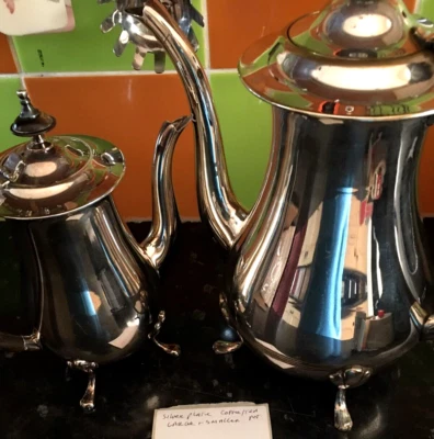 Antigua cafetera/agua caliente plateada vintage 21/2 pintas Foto 1 de 4