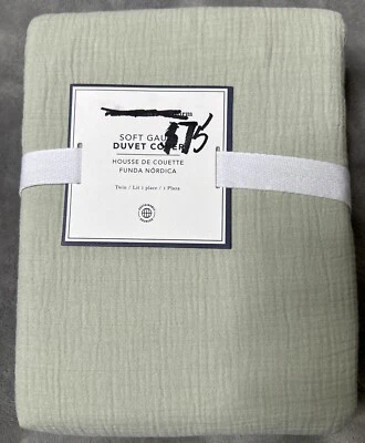 Pottery Barn Dorm Soft Gauze Duvet Cover Twin  Sage NWT 030 - Image 1 of 2