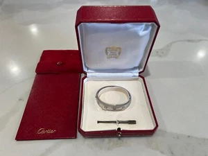 CARTIER Love Bracelet Classic Model 6 Diamonds WHITE GOLD SIZE 16 $12700 - Picture 1 of 2