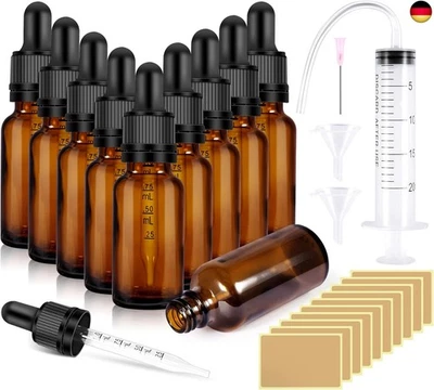 RYMALL Pipettenflasche 10Stk 10ml Apothekerflasche Pipette Bottles Braune Glasflasche,