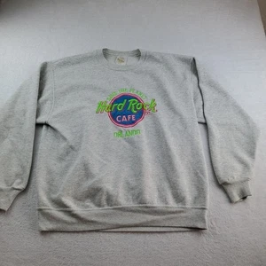 VINTAGE Hard Rock Cafe maglione uomo grande Orlando grigio girocollo fodera pile - Foto 1 di 22