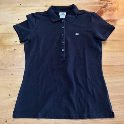 Camisa Polo Para Mujer Lacoste Talla 40 Negra Manga con 5 Botones Mod Preppy Foto 1 de 4