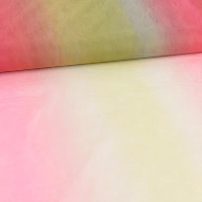 Tüll weich Regenbogen Farbverlauf rot hellgrün gelb 1,60m - Bild 1 von 4