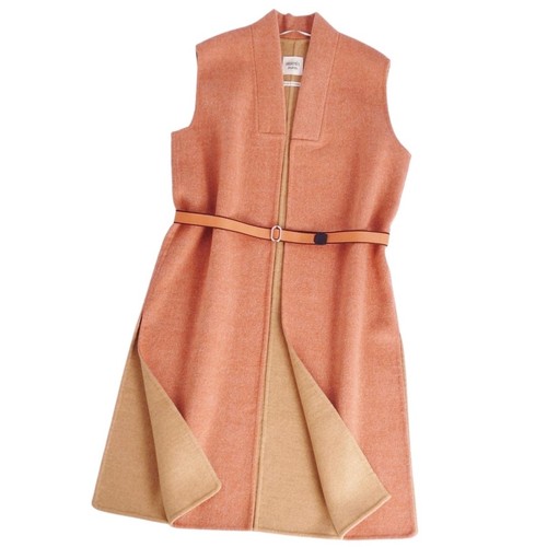 HERMÈS Hermes Cappotto Gilet Lungo Senza Maniche Cashmere Capispalla Donna 36 Usato0