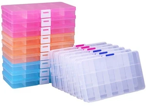 15 Pack Plastic Jewelry Box - 15 Grid Organizer Storage Box with Adjustable D... - Picture 1 of 6