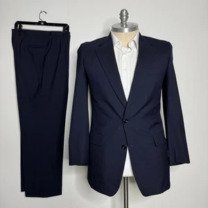 Tuta vintage Hickey Freeman lana due pezzi carriera aziendale classica blu navy 41L 34W - Foto 1 di 13