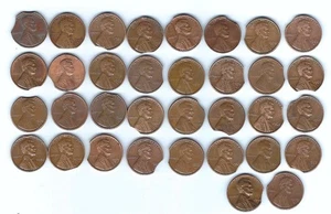 183o. 34 LINCOLN CENT ERROR, CURVED CLIPS, END OF SHEET, DBL CLIPS 1936-1991 - Picture 1 of 2