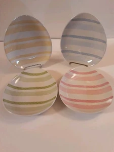 New w/o Tags Pottery Barn Easter Egg Plates Set Of 4 Box Blue Yellow Green  Pink - Picture 1 of 11