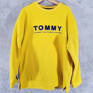 Tommy Hilfiger Sweatshirt Herren groß gelb Vlies Spell Out Rundhalsausschnitt Pullover - Bild 1 von 8