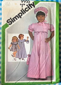 Vintage SIMPLICITY #9955 - MÄDCHEN KLEID - MOTORHAUBE & TASCHE MUSTER 1981 - ungeschnitten 1981 - Bild 1 von 2
