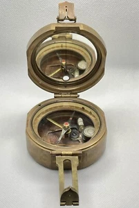 Thos J Evans London Brunton Antique Maritime Brass Compass in Ornate Wooden Box - Picture 1 of 11