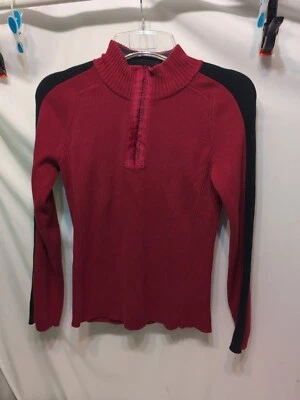 Suéter para mujer DKNY rojo 1/4 cremallera talla mediana  Foto 1 de 4
