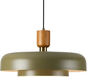 Mid Century Chandelier 19.68 Inch, Natural Wood and Brass Accent,2 Layered Deep  - Picture 1 of 9