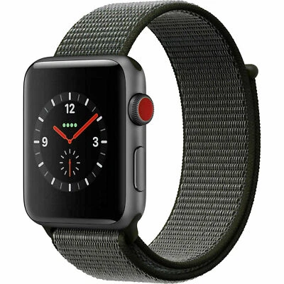 Apple Watch Series 3 42mm Space Gray Aluminium Case with Dark Olive Sport MQK62L - Image 1 of 4