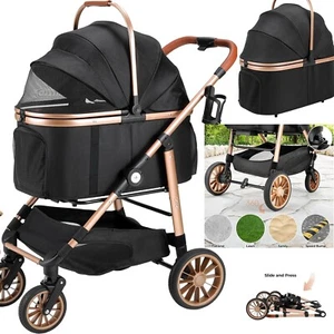 Tall Rubber Wheels 360° Dog Buggy Dog Stroller Shock Absorption Carry Bag, Foldable - Picture 1 of 10