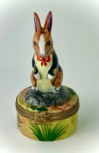 Limoges Trinket Bunny in Tuxedo Peint Main Rochard France - Picture 1 of 8