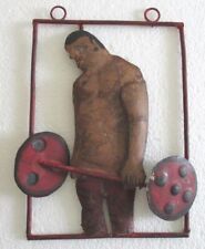 GYMNASIUM BODY BUILDER TRADE / STORE DISPLAY ADVERTISEMENT SIGN WALL HANGING