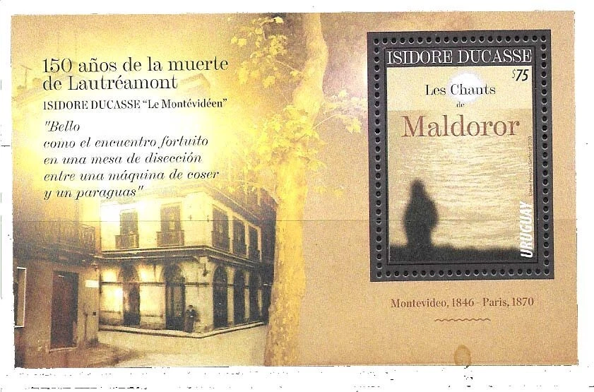 #35019 URUGUAY 2020 ART,LITERATURE S/S MNH ISIDORE DUCASSE ,MALDOROR YV BL 144 - Image 1 of 1