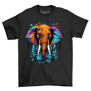 Man Elephant Dripping Paint Effect t-shirt - Funny and Colorful! Unisex Printed - Picture 1 of 38