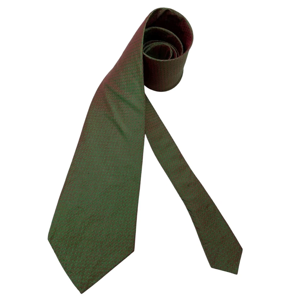Corbata CAMILLA SMITH Cambiante Verde/Borgoña Geométrica Seda LUJO EE. UU. Foto 1 de 4